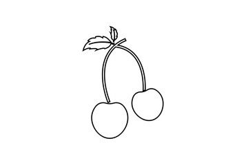 cherry fruit icon, fresh food of cherry icon, cherry with leaf icon,