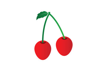 cherry fruit icon, fresh food of cherry icon, cherry with leaf icon,