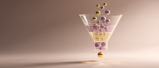 Clean 3D marketing funnel infographic transparent background business minimalist