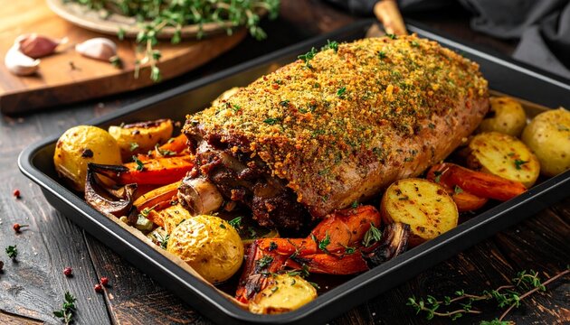 Lammkeule aus dem Ofen mit Kr&auml;uterkruste