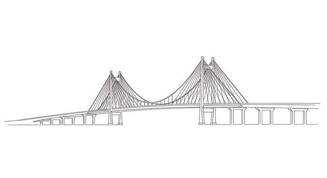 Cable Stayed Bridge Architectural Drawing.