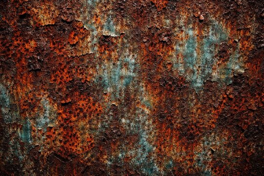 Rusty metal surface with flaking and textured corrosion