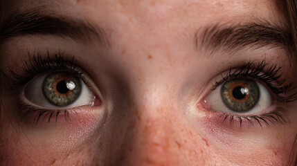 Fototapeta premium Young woman aging to senior in timelapse concept. Close-up of human eyes reflecting deep emotion and intensity.