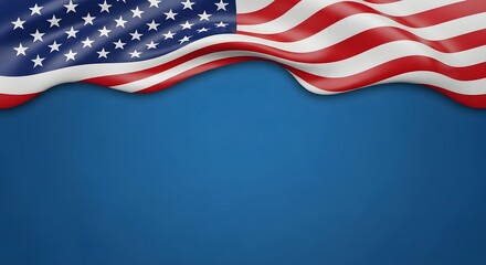 Fototapeta premium Happy labour day celebration with american flag on blue background