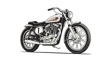 Fototapeta premium Vintage Motorcycle Illustration Side View.