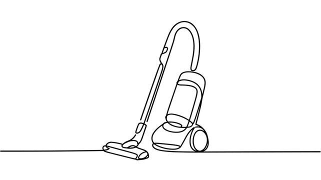 Abstract Vertical Vacuum Cleaner, continuous single one line art hand drawing sketch logo. one line Icon drawing