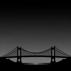 Obraz premium Silhouette of a suspension bridge.