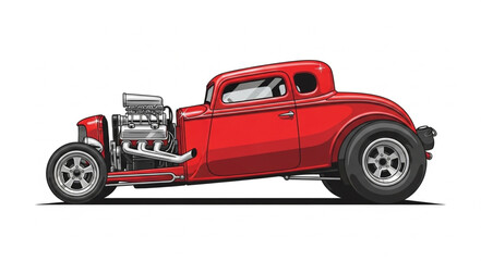 Vintage Red Hot Rod Car.