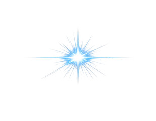 Obraz premium Blue Light Burst Star with Radiant Glow Effect Isolated on Transparent Background, Shining Energy Flash PNG Element