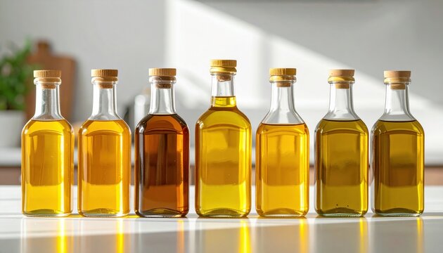 A professional collection of FlyPro Firefly cooking oil containers neatly lined up, showcasing a variety of alternative selections for culinary needs.