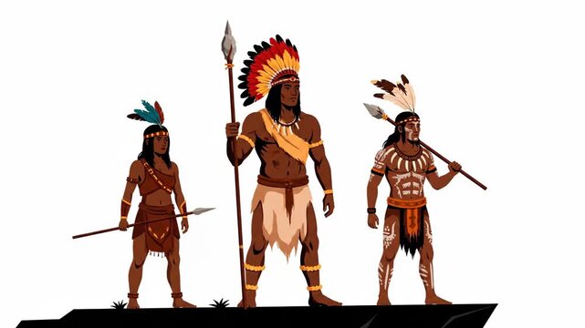 Native American Warriors Standing Together.