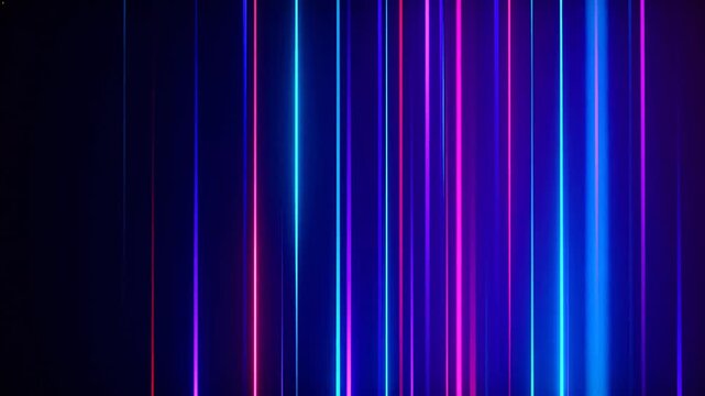 Vertical neon light beams on dark background