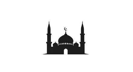Fototapeta premium Mosque silhouette with minarets and dome.