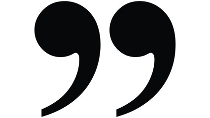 Fototapeta premium Black double quotation marks on white background in a minimalist flat vector style