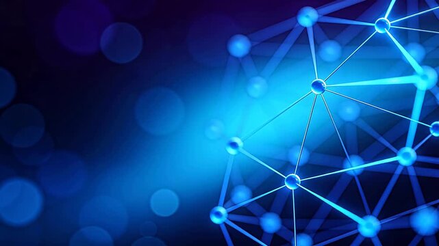 Glowing blue network of connected nodes