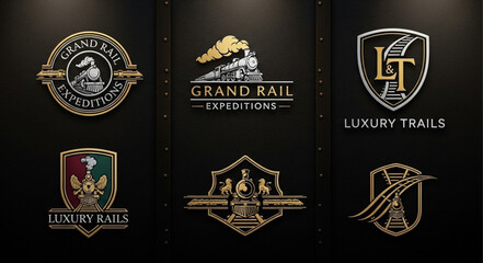 Collection of Vintage Train Company Logos and Emblems. © Ahmadhadik