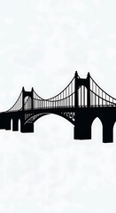 Obraz premium Black silhouette of suspension bridge.