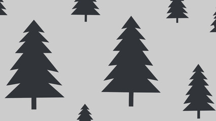 Obraz premium Seamless pattern of dark grey Christmas trees on a light grey background.