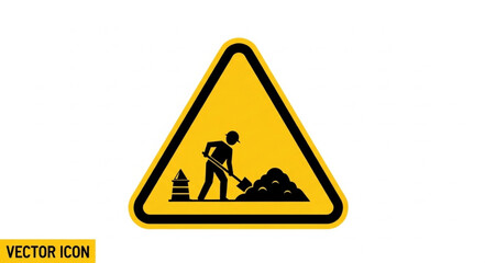 Warning Road Work Construction Sign.