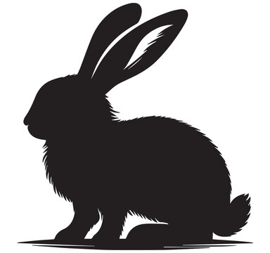 Rabbit Silhouette Illustration Wild Bunny Animal Profile Nature Design 