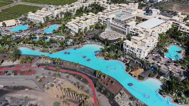 Gran Melia Palacio de Isora, Luxury Resort, Tenerife South, Infinity Pool, Aerial View, Drone 4K, Guia de Isora, Saltwater Pool, 5 Star Hotel, Alcala Tenerife, Spain, Espa&ntilde;a, Red Level, Atlantic Ocean