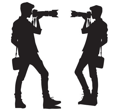 Photographer Silhouette Illustration Professional Camera Operator Media and Photography Concept