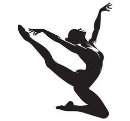 Fototapeta premium Elegant Gymnast Silhouette Illustration Flexible Female Dancer Performing Artistic Fitness Sports and Movement Concept