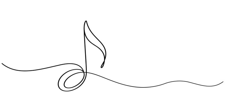 Continuous music line art note vector sketch illustration. Abstract music notes song sound concept background outline icon art one sheet. Vector illustration sketch element.