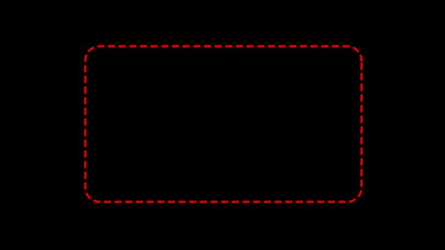 Square frame animation of dotted lines on a black background. Dotted line rectangle frame animation. Animation of a dotted line path from left to right point.
