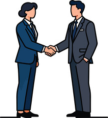 Business man and woman shaking hands after a successful deal.