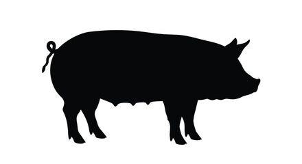 Fototapeta premium Simple black silhouette of a pig standing in profile view