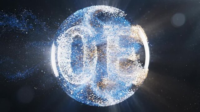 Futuristic Particle Sphere Logo Reveal With Numerical Elements.