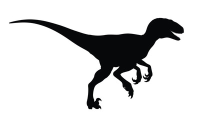 Fototapeta premium Silhouette of a velociraptor in a dynamic hunting pose