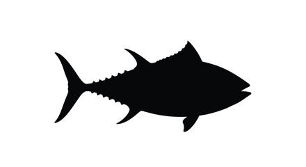 A striking black silhouette of a tuna fish swimming gracefully © Gahima