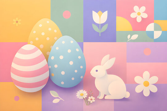 Pastel Easter egg floral wallpaper with spring decorative background