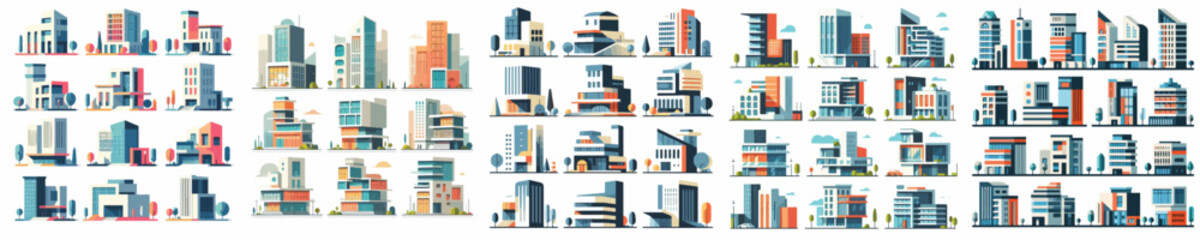 Fototapeta premium Vector set image of building