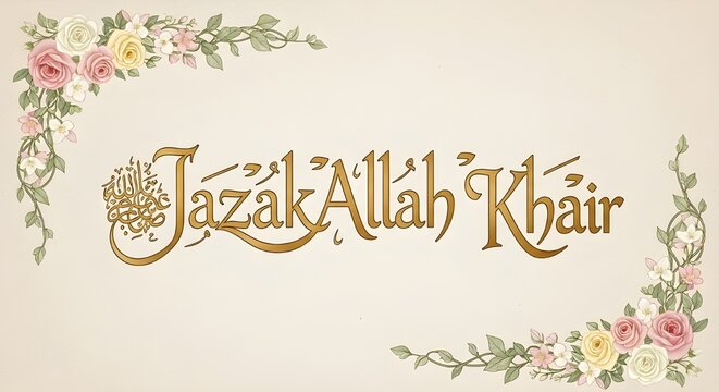 Jazak allah khair in beautiful floral design