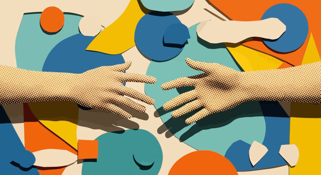 abstract hands reaching, connection and support concept