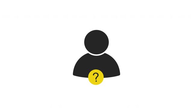 Unknown identity anonymous user profile with question mark icon animation video
