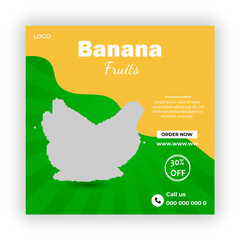 Banana Fruit Social Media Post Design  Template
