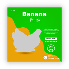 Banana Fruit Social Media Post Design  Template

