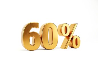 Striking golden 3d percentage symbol displaying sixty percent prominently.