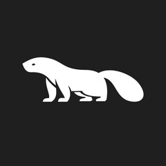 Obraz premium Minimalist White Beaver Icon Vector Logo Design on Black Background