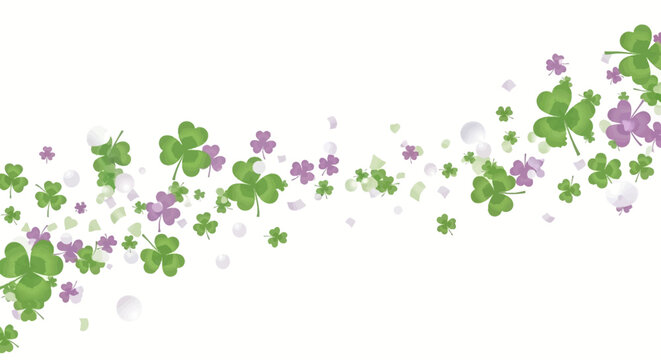 Green and purple clover flowers border.