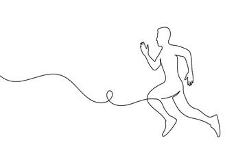 Running man continuous one line art fitness lifestyle icon
