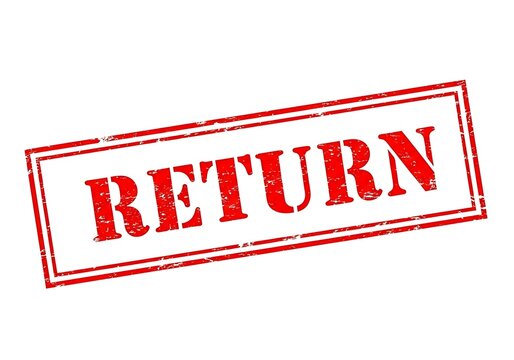 Red return stamp indicating the process of sending something back