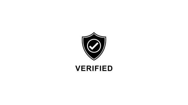 Verified shield with checkmark symbol and text security verification badge