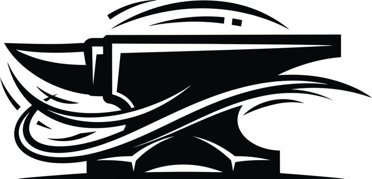 Stylized anvil with tribal design elements for blacksmithing and craftsmanship. Vector illustration