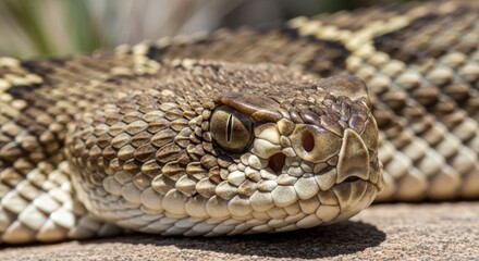Fototapeta premium Extreme Macro of Rattlesnake Head Showing Detailed Scales and Predatory Eye