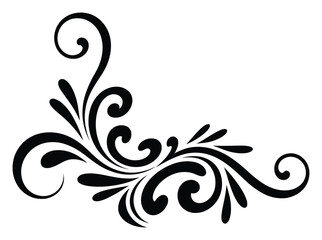 Black Swirl Flourish on White Background